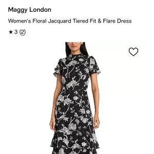Maggy London Black Floral Jacquard Dress